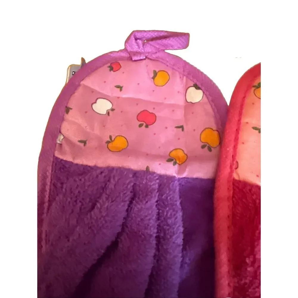 NWT Set Of Three Coral Fleece Reversible Hand Towels With Hanger